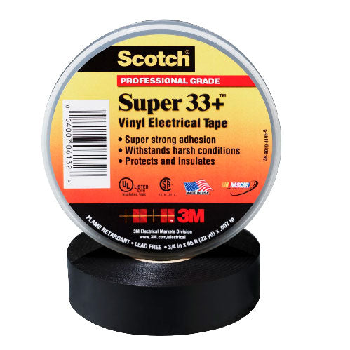 Tape 3M Super 33+ 3/4"x66' Negro