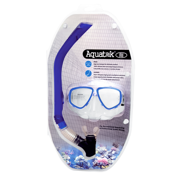 Combo Máscara+Snorkel Aquatek AQC01-TB Azul