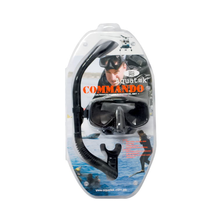 Combo Máscara+Snorkel Commando Aquatek Negro