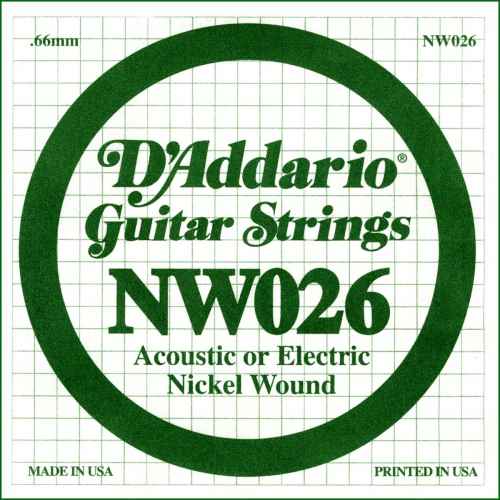 Cuerda Suelta NW026 D'Addario para Guitarra Acústica