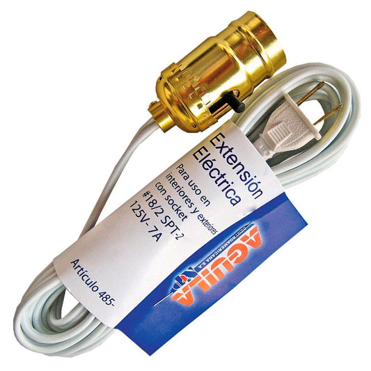 Extensión Eléctrica 12' con Socket Eagle 485-12 Blanca