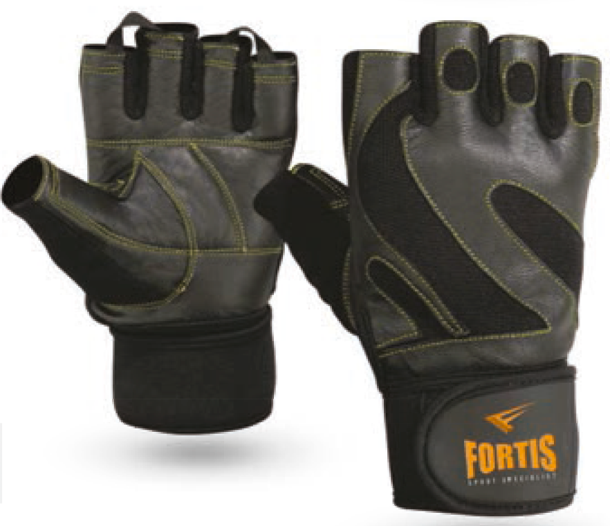 Guante de Pesas XLARGE Fortis Piel Salvaje 1087 Negro