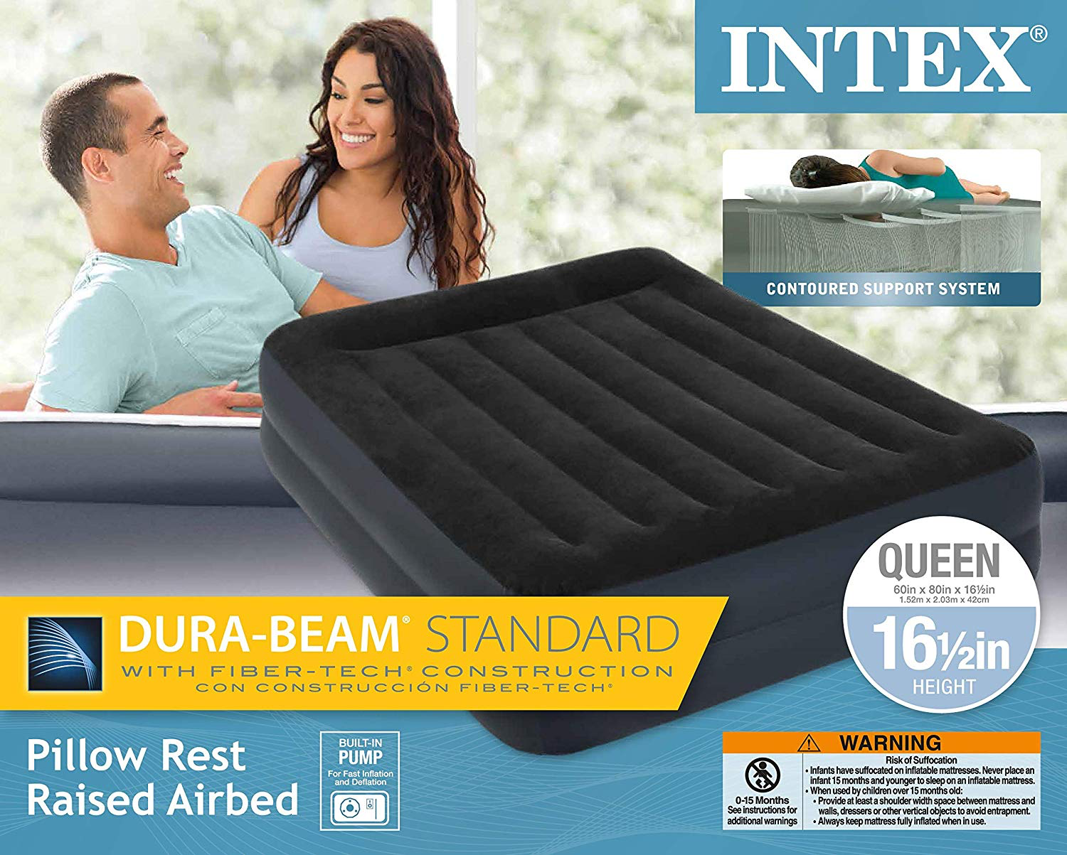 Colchón Queen Dura Beam Pillow Rest Intex 64123