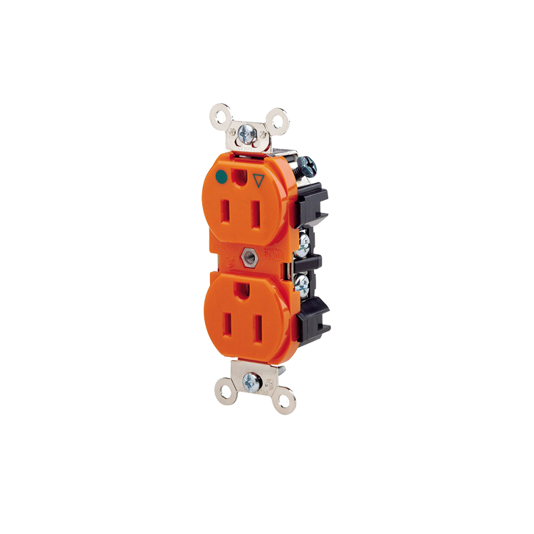 Toma Doble 15A GH Leviton 8200-IG Naranja (Grado Hospitalario)