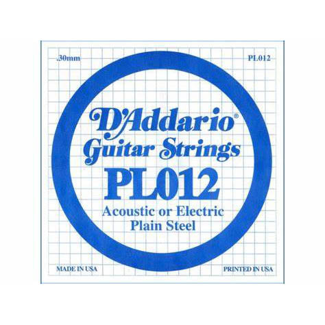 Cuerda Suelta PL012 D'Addario para Guitarra Eléctrica o Acústica