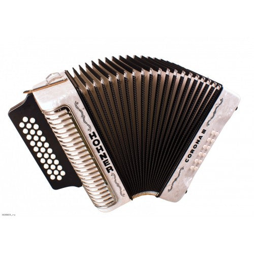 Acordeón Corona III A5702 ADG (La-Re-Sol) Hohner Blanco
